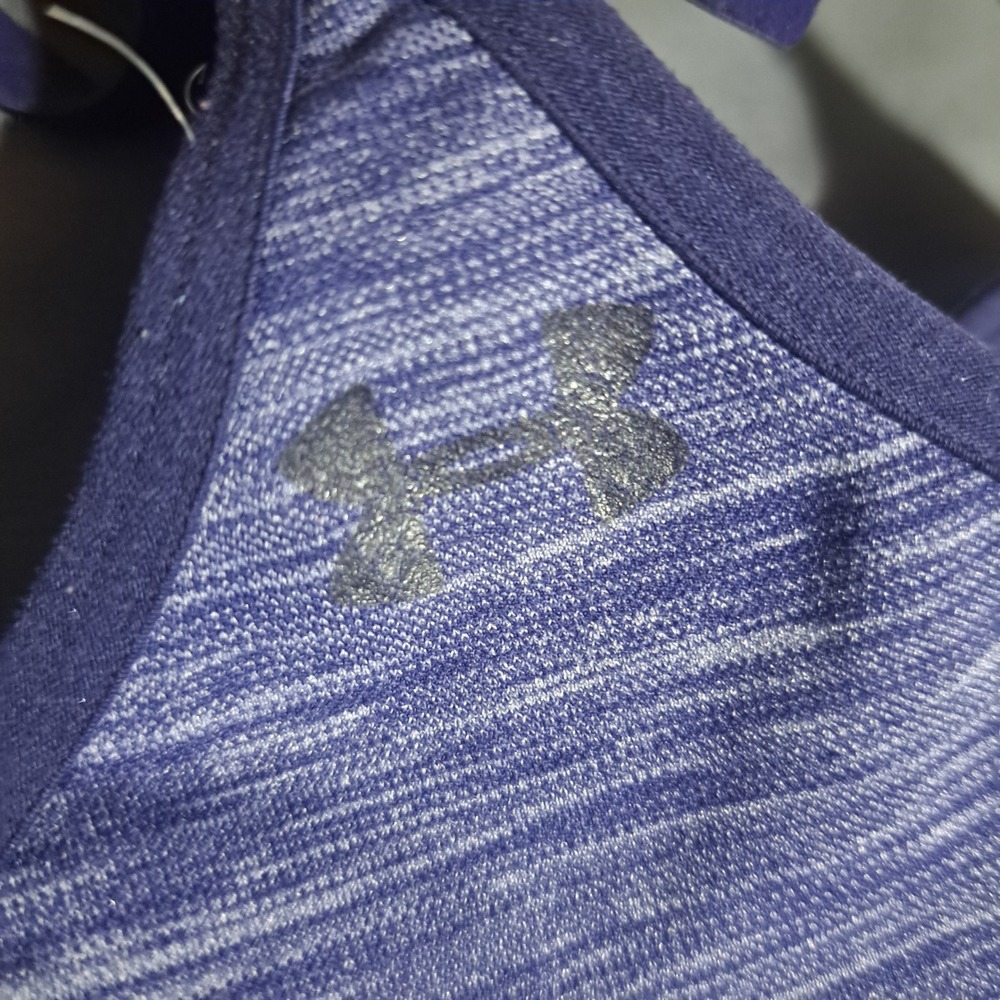 Under Armour‎ UA MEDIUM Seamless Cross Back Sports Bra Streaky Heather Blue - Picture 4 of 5